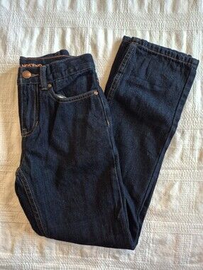 Lands' End boys 10 slim dark wash flannel lined jeans EUC
